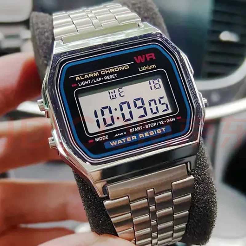 Luxury Gold Silver Sports Military Watches Men Women LED Digital Wristwatches Retro F91W Steel Band Electronic Watch Wrist Clock M250527