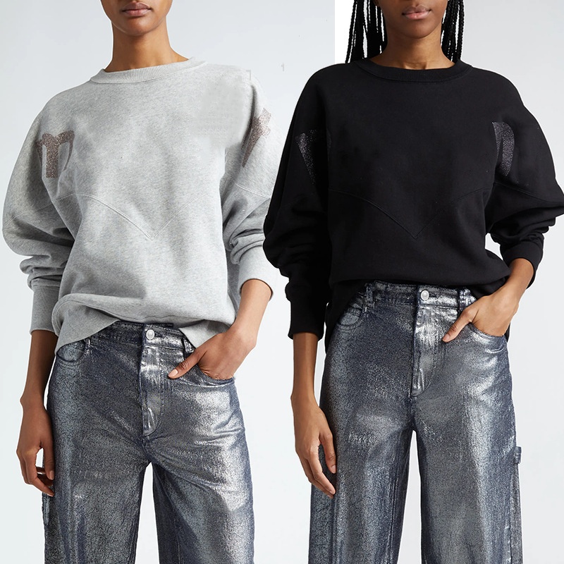 Designer Pullover Sweatshirt Women Reflective Letter Printed Round Neck Sweater Long Sleeve Hoop Loose Hoodies