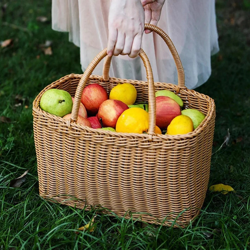 Home Shopping Basket Hand Vegetable Basket Decorative Woven Basket Flower Arrangement Basket Imitating Rattan Picnic Bag 250224bj - view 7