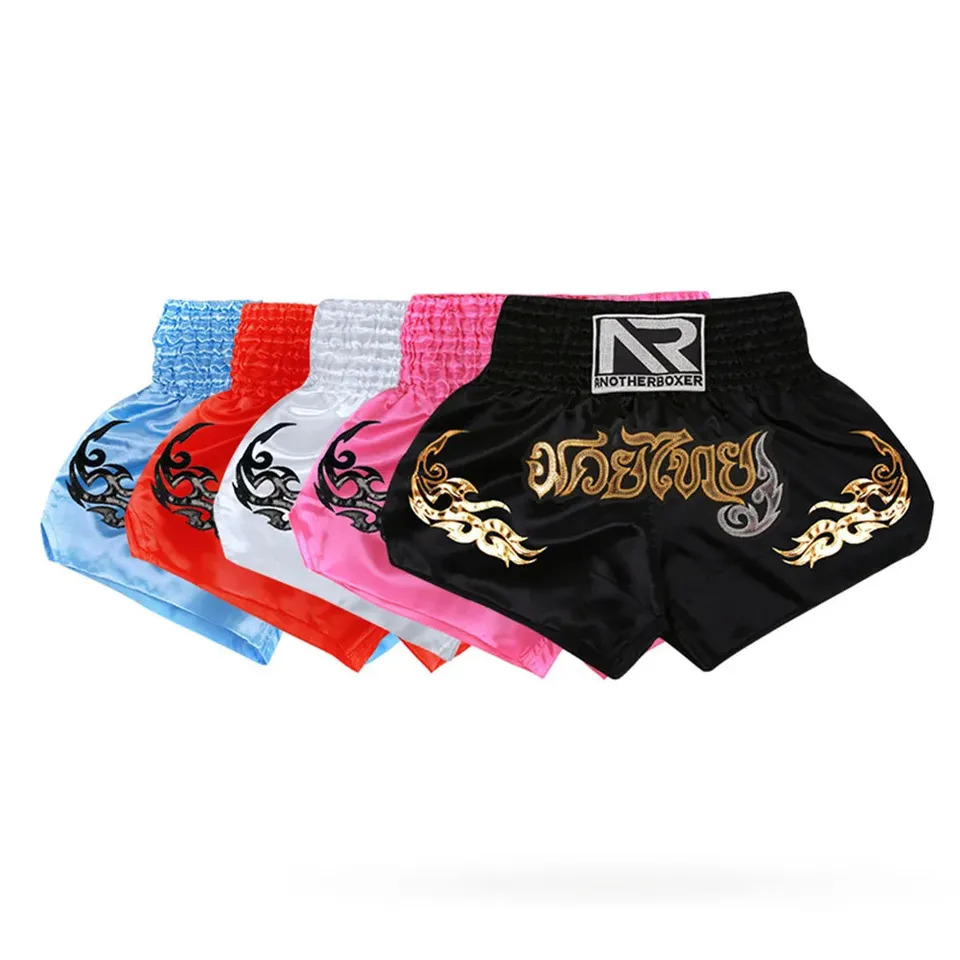 Unisex Boxing Shorts MMA Muay Thai Training Trunks Fitness Shorts For Adult Patchwork Embroidery Boxing Grappling Shorts