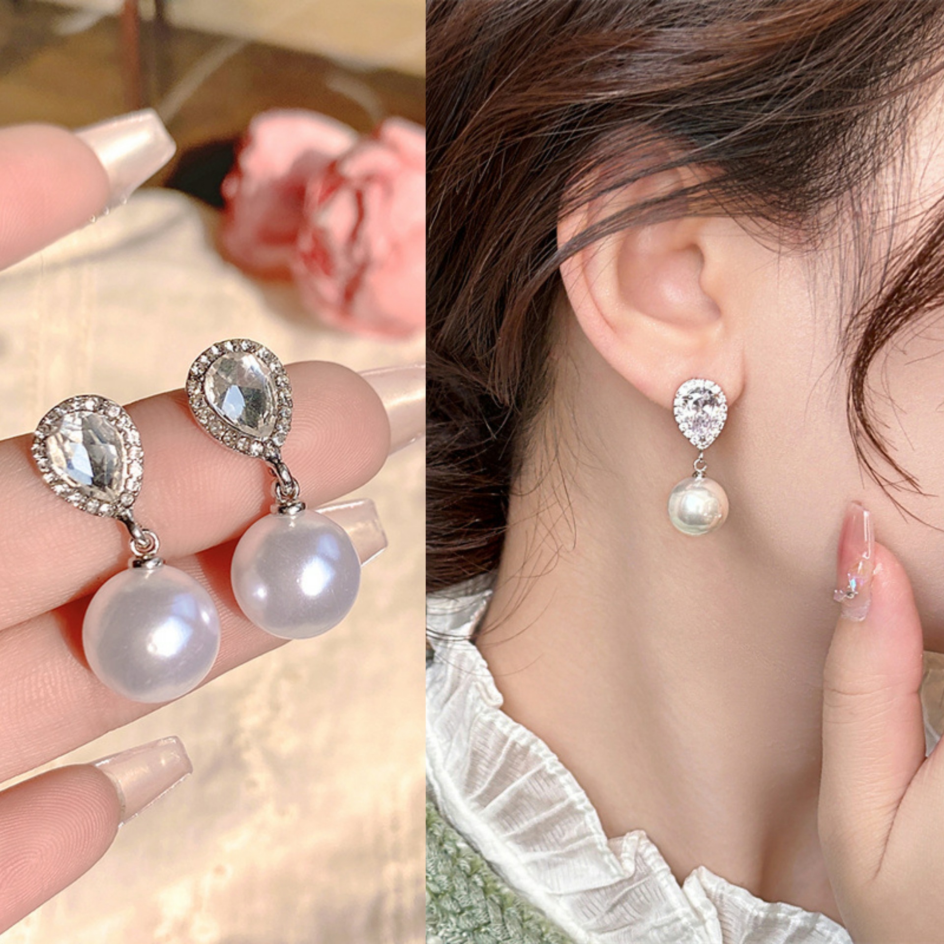Pearl Pendant Fashion Elegant Stainless Steel Waterproof Earrings Sweet Simple Wedding Party for Women Jewelry Gifts Free shipping