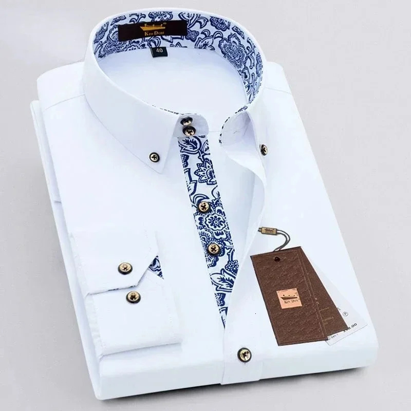 Mens Cotton Shirt Formal Business Collar Dress Shirts Long sleeve Spring Autumn Casual Wear Slim Fit Social Black Blue White 250222