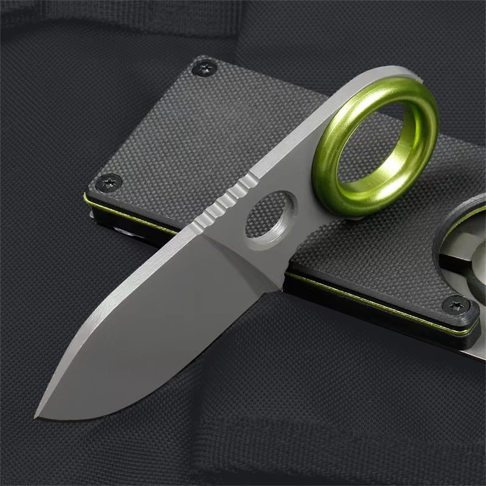 Pocket Keychain Money Clip Mini Fixed Blade Utility Knife with Titanium Plated Blade Compact EDC Tool d0