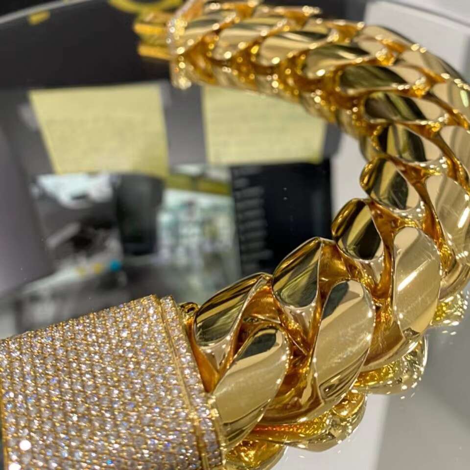 Hip Hop Jewelry Cadena Cubana Custom 10K 14K Real Solid Yellow Gold Miami Cuban k Bracelet for Men Women