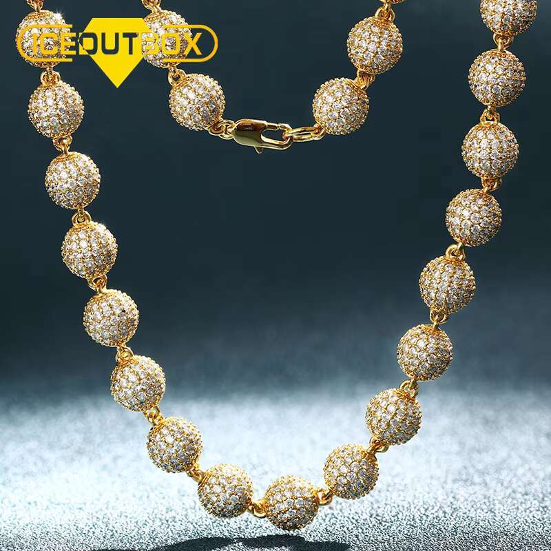 10mm Bead Necklace for Women Men Gift Hip Hop Jewelry Chains Sier Gold Plated,sier Plated 12MM Cuban k Chain