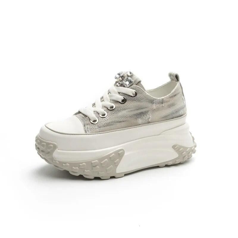 Fujin 6Cm Denim Genuine Leather Platform Wedge Chunky Sneaker Casual Comfy High Brand Rhie Spring Bg Autumn Shoes