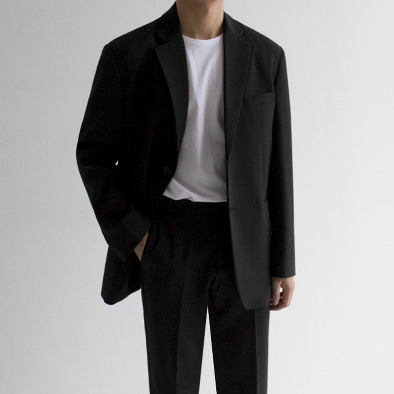 B223Stylish Male Blazer Casually Chic Korean-Inspired Suit Jacket with British Tailoring
