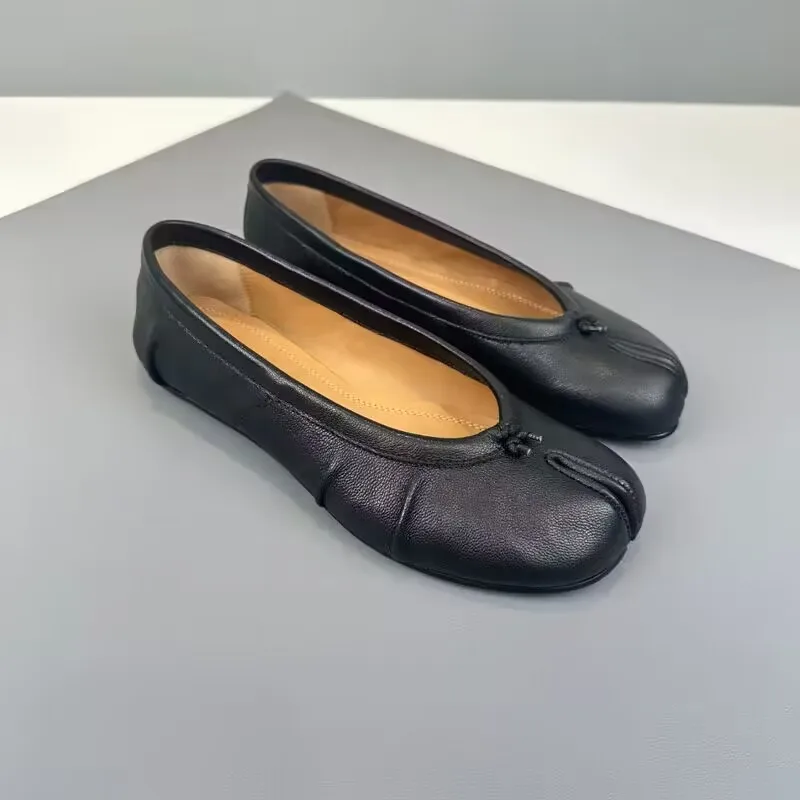 2024 New Pleated Women Ballet Flats Tabi Shoes Casual Slip-on Loafers Ladies Split Toe Leather hot Espadrilles Zapatillas