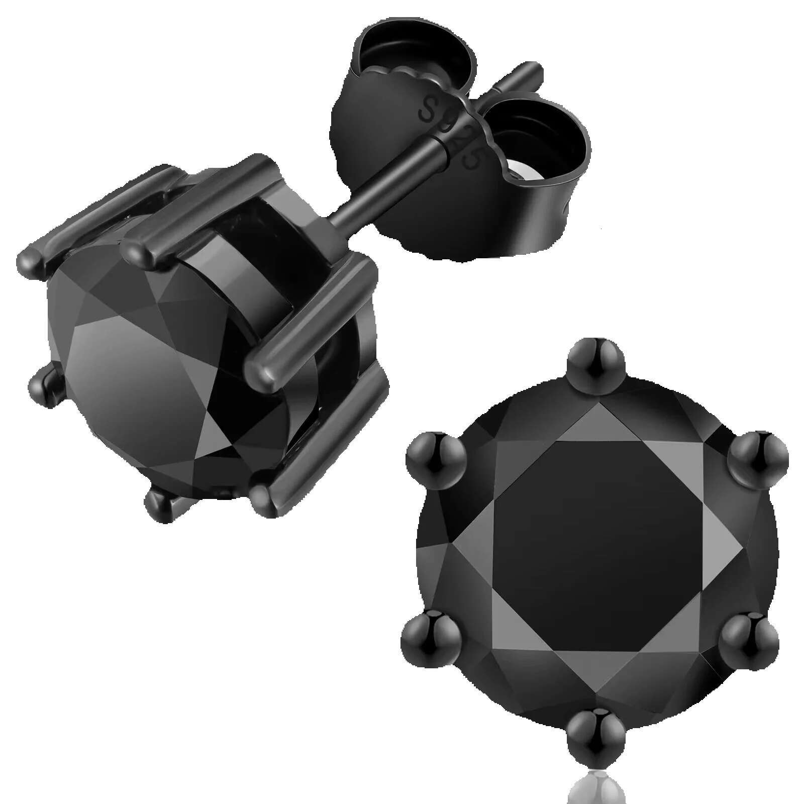 Classic black sandstone sterg sier gold-plated GRA jewelry for women and men, 1.0ct 2.0ct round cut VVS earrings