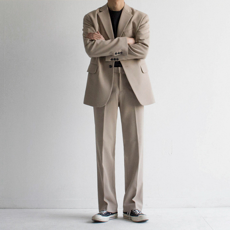 B223Stylish Male Blazer Casually Chic Korean-Inspired Suit Jacket with British Tailoring
