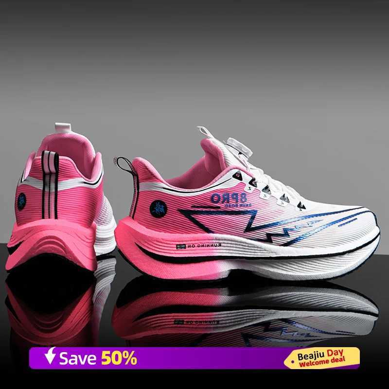 Men Sports Running Shoes Turn hot Buckle Breathable Lightweight Wens Cfortable Athletic Nonskid Carbon Plate Marathon Sneakers Z250222