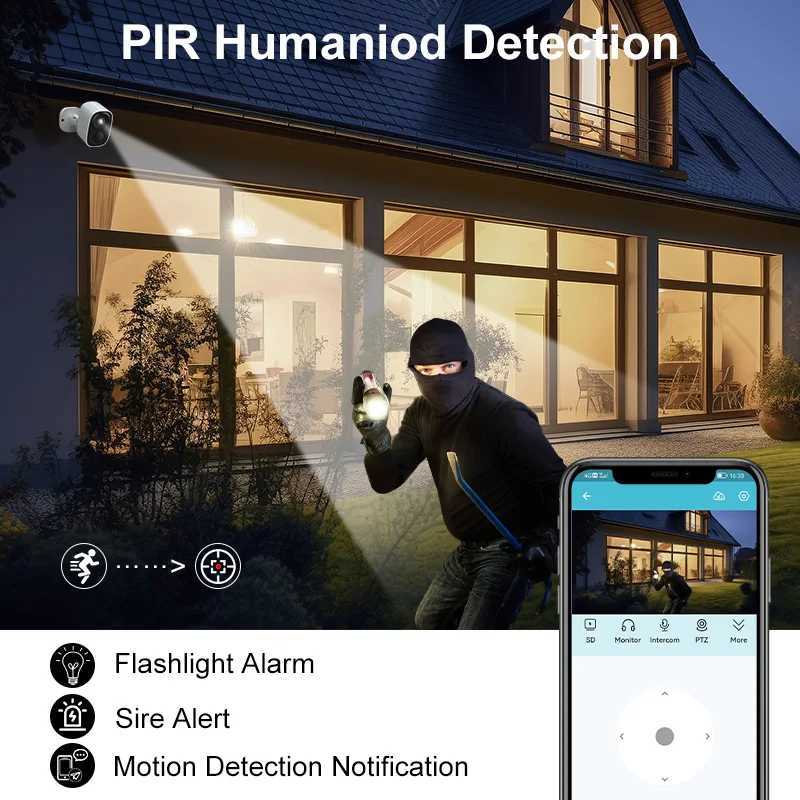 Wireless Wifi Camera CCTV Security Camera Outdoor Fl HD 1080P IP Camera With 5000mAh Battery Solar Powered Security Cameras Z250222