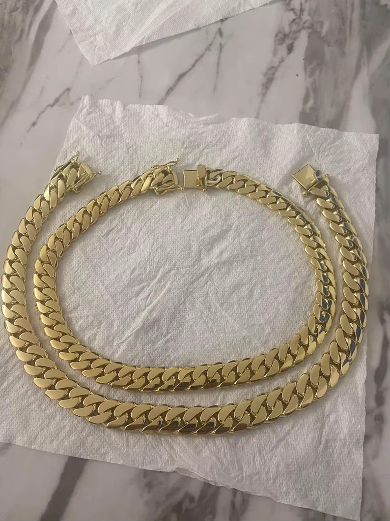 Plating Cuban k Chain Gold Plated Jewelry for Men's Fashion 50 Dia Tennis Necklace