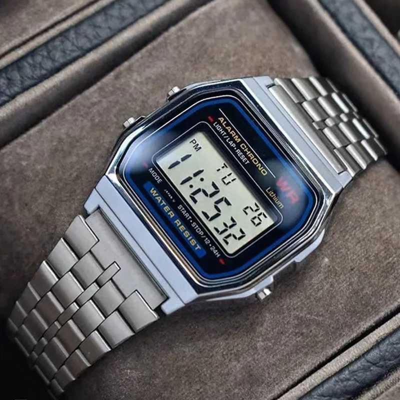 Luxury Gold Silver Sports Military Watches Men Women LED Digital Wristwatches Retro F91W Steel Band Electronic Watch Wrist Clock M250527
