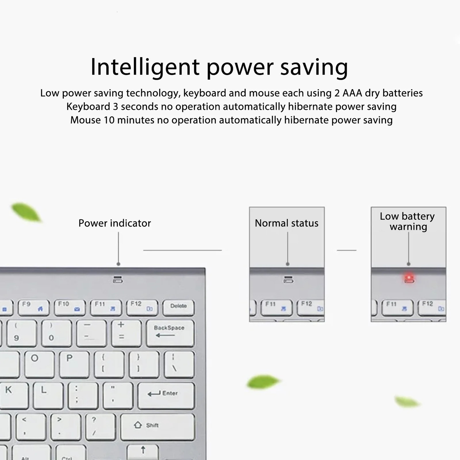 Wireless Keyboard Mouse Kit Slim Key Combo Portable Beautiful Power Saving Silent Button LED Indicator for Home 250213
