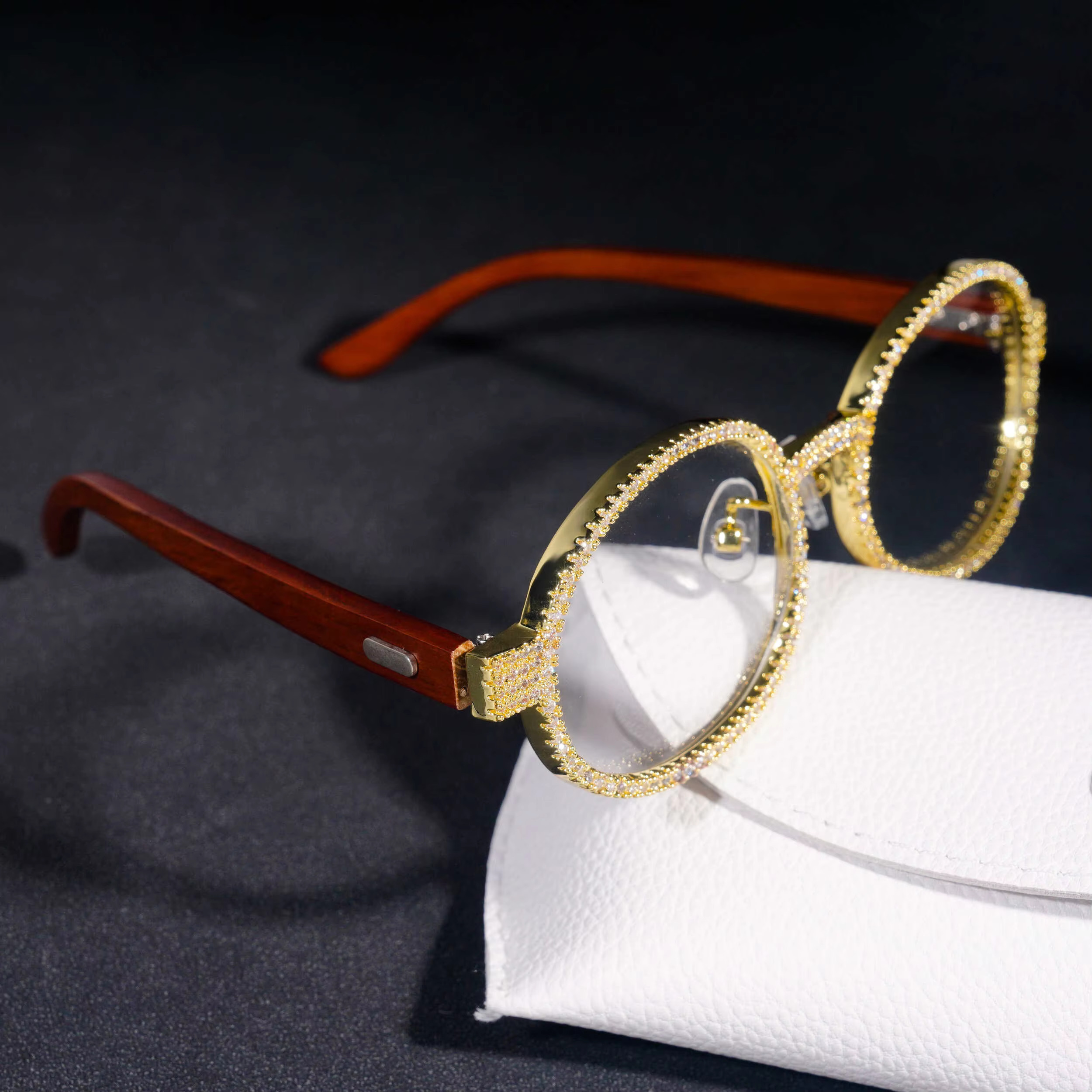 Iced out men Glasses Classic Style hip hop moissanite Dia glasses sier fashion accessories pass dia tester
