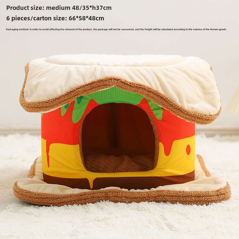 Multifunctional cat bed mat applicable all year round. Semi - enclosed pet sofa, warm cat hammock, suitable for both cats and dogs.