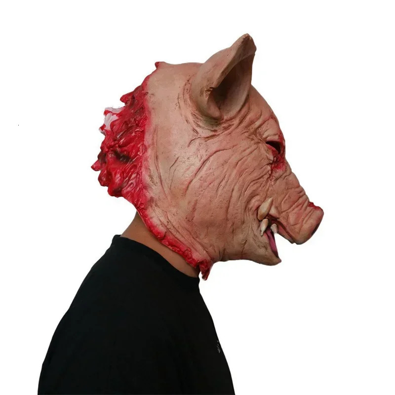 Horror Latex Animal Pig Mask Novelty Halloween Carvial Easter Costume Accessory Cosplay Wine Party Prop School Funny Adults Toy 250222