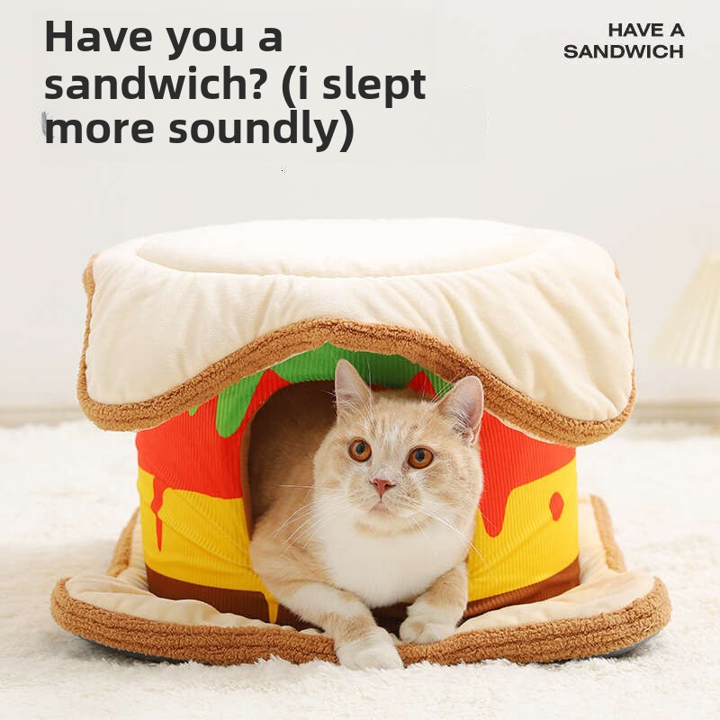 Multifunctional cat bed mat applicable all year round. Semi - enclosed pet sofa, warm cat hammock, suitable for both cats and dogs.