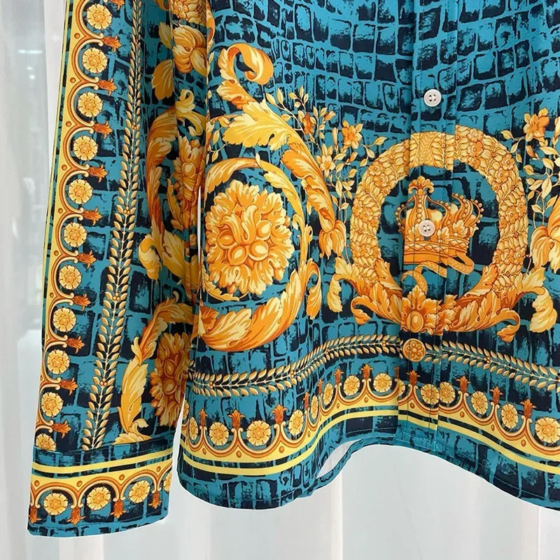 Royal Shirts Men Casual Full Social Paisley Floral Printed Shirt Manga Longa Prom Party Shirts Camisas Masculina De Luxo 250217