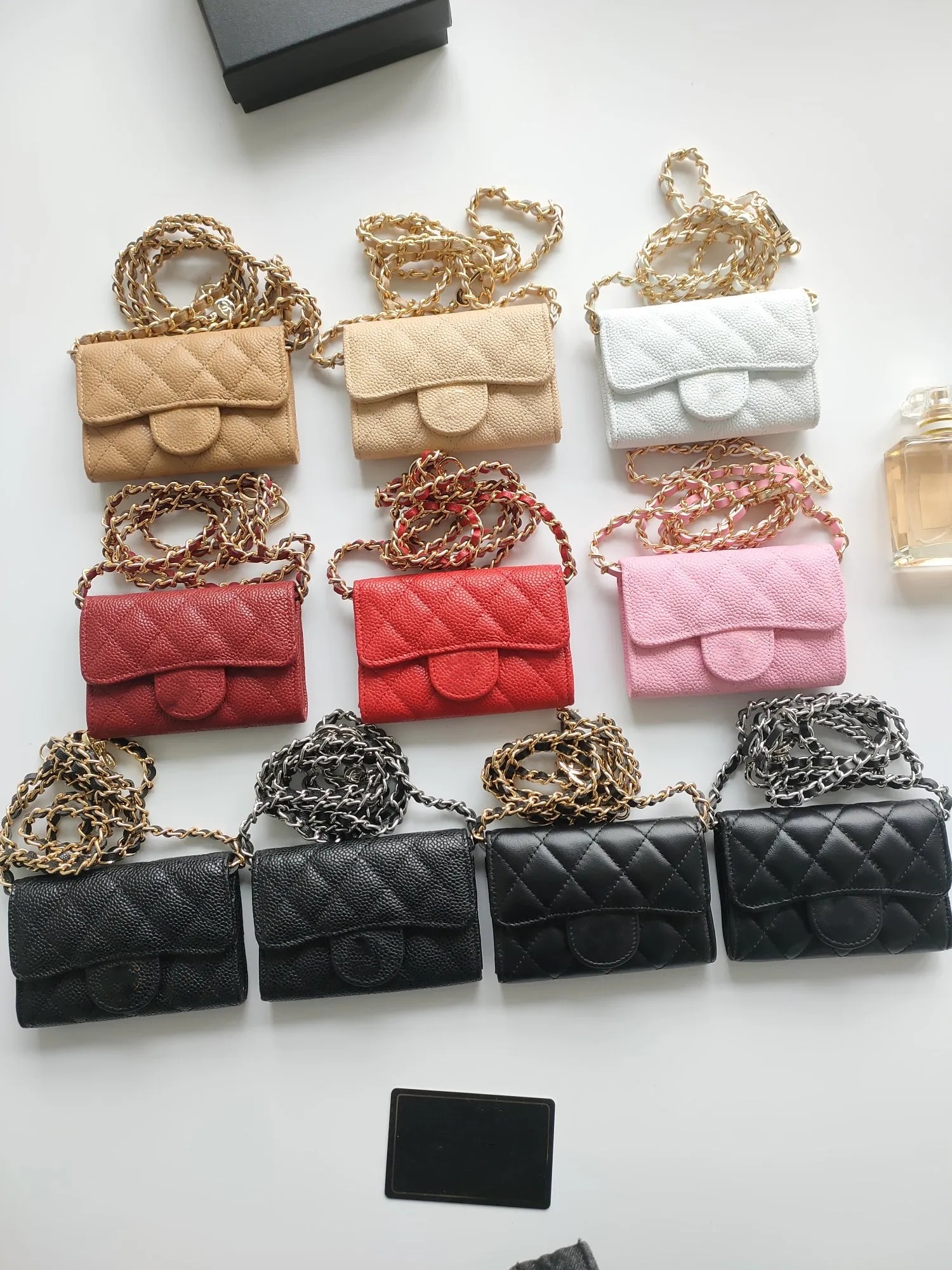 Top designer wallet shoulder bag chain handbag plaid wallet double letter solid buckle sheepskin caviar pattern women luxury evening bag mini handbag mini purse