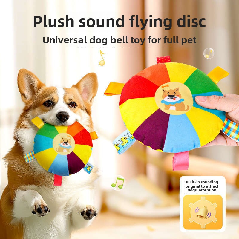 Squeaky Plush Flying Disc for Dogs Perfect for Self Play Tug and Chew Fun and Burning Off Energy