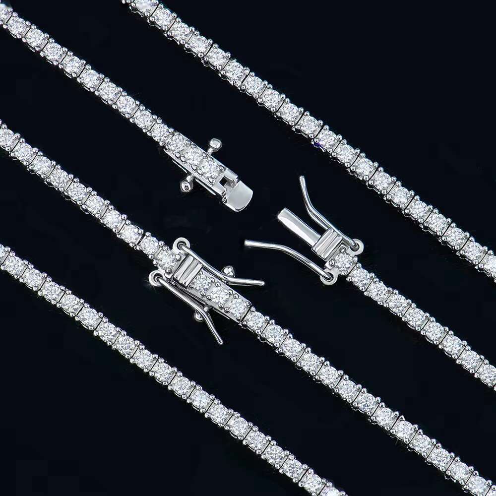 Wholesale 2mm S Iced Out Tennis k Chain Hip Hop Style Fine Necklaces and Bracelets with Moissanite