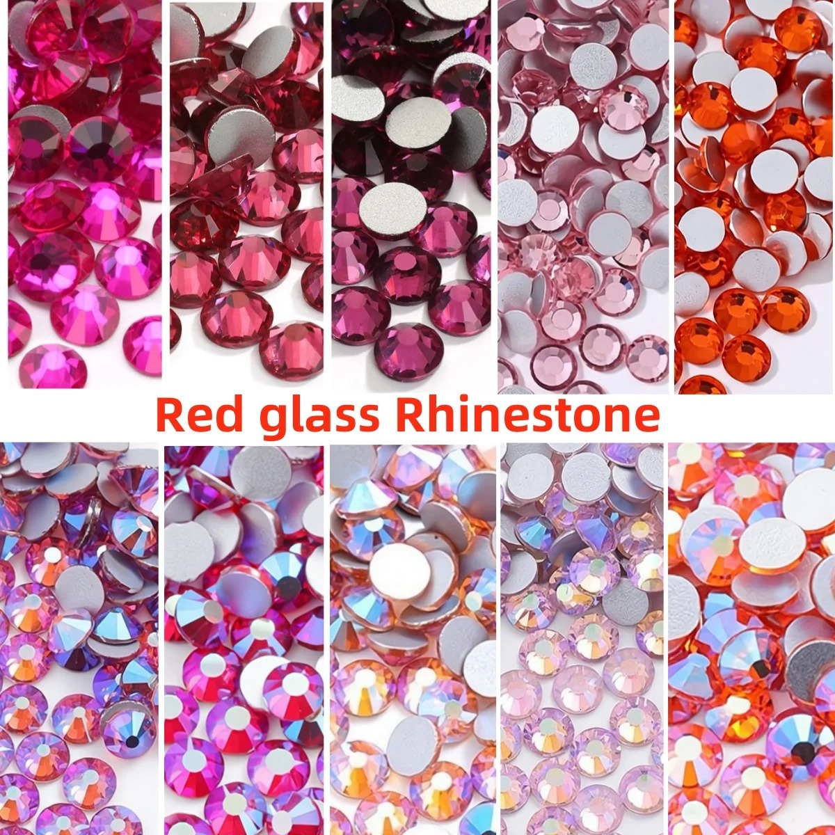 red ss3-ss30 Glitter Crystal Non fix Rhinestones Nails Crystals Diy Nail Accessories Nail Charms Nail Ar 250214