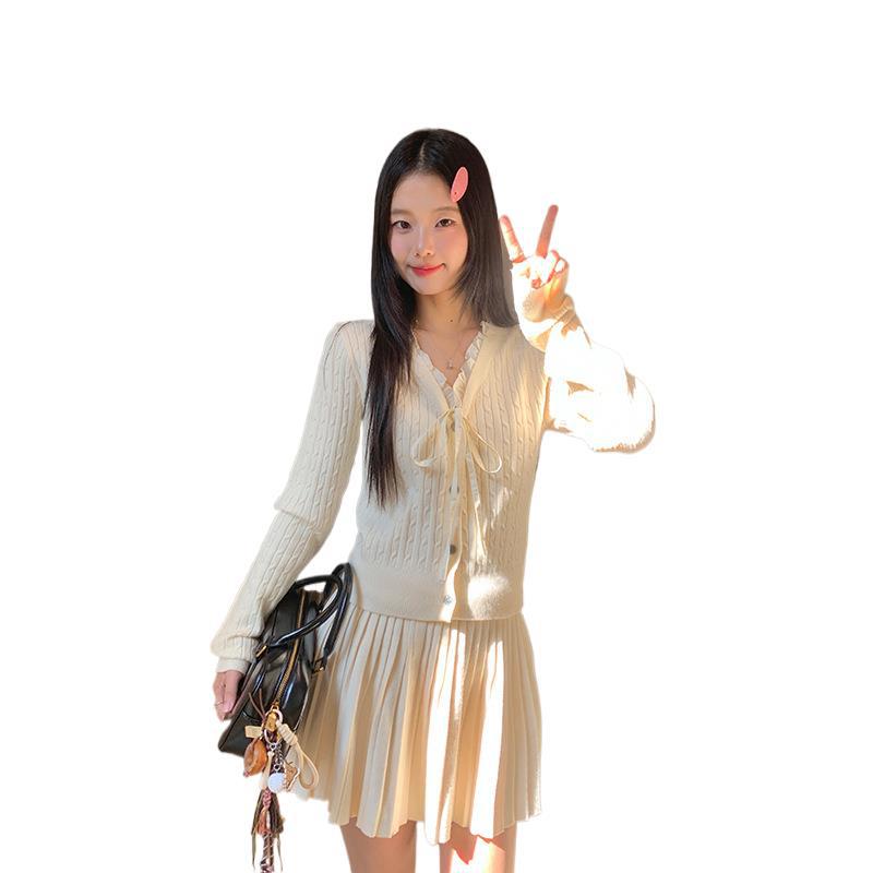 F1320 suit women's spring new full set wear high-grade knitted college style casual two-piece suit