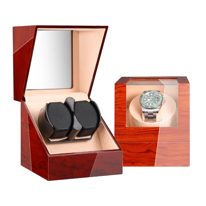 Embers Luxry Single Watch Winder Battery Wooden Shaker Watch Box Automatic Winder Glass Storage Case Mabuchi Motro 250319ww