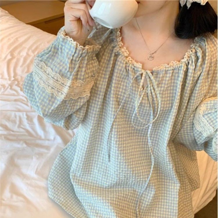 X139-Cute sweet cartoon strawberry girl cotton home wear pajamas