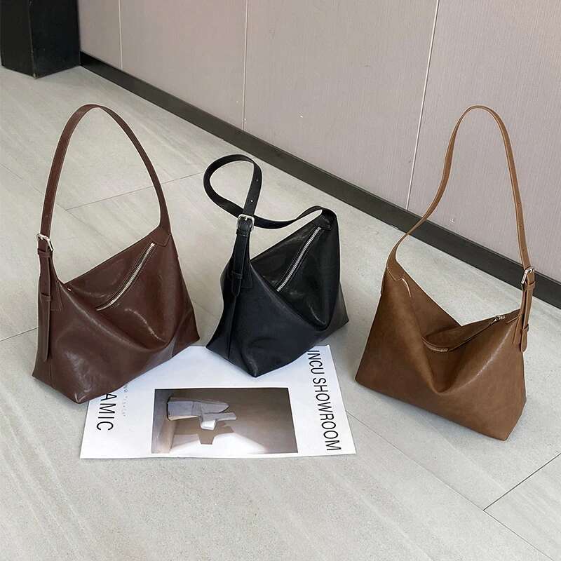 Woman Cowhide Genuine Leather Shoulder Bag Female Designer Retro Handbags Ladies Commuting Large Capacity Hobos Bags New