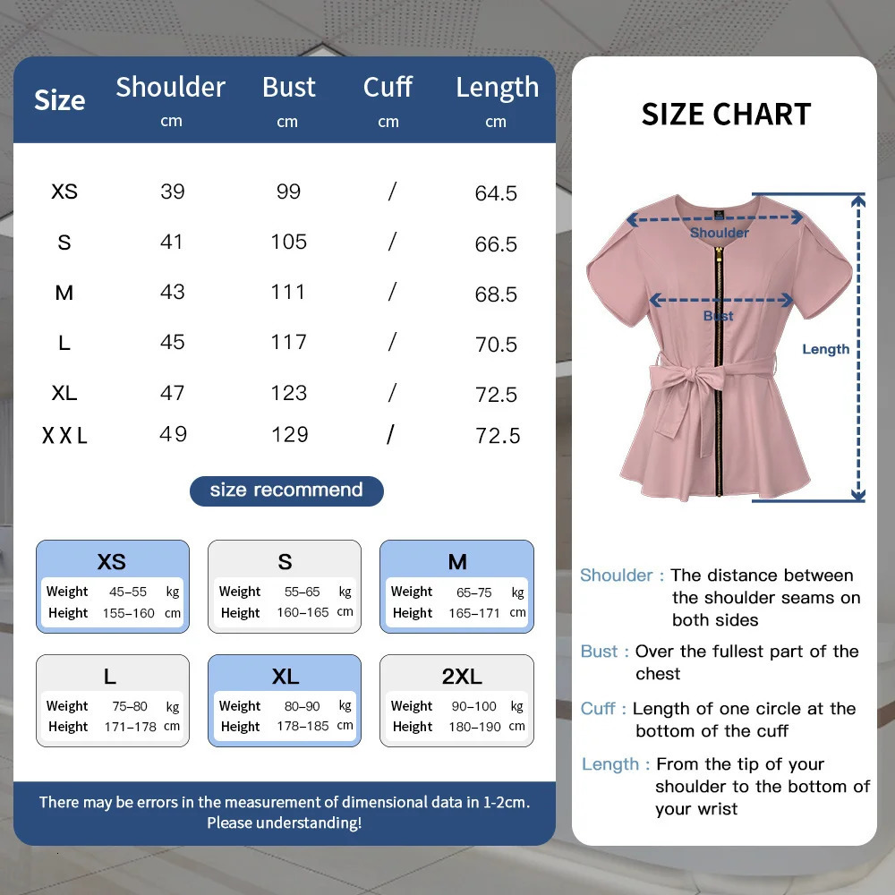 Korean Style Beauty Salon Work Clothes Operating Room Uniform Uniform Women Slim Belt Scrub Tops Clinical Work Blouse 250222