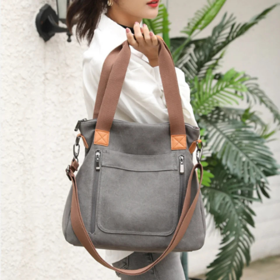 Womens Versatile Handbag Large Capacity Canvas Casual Shoulder Crossbody Bag 250221