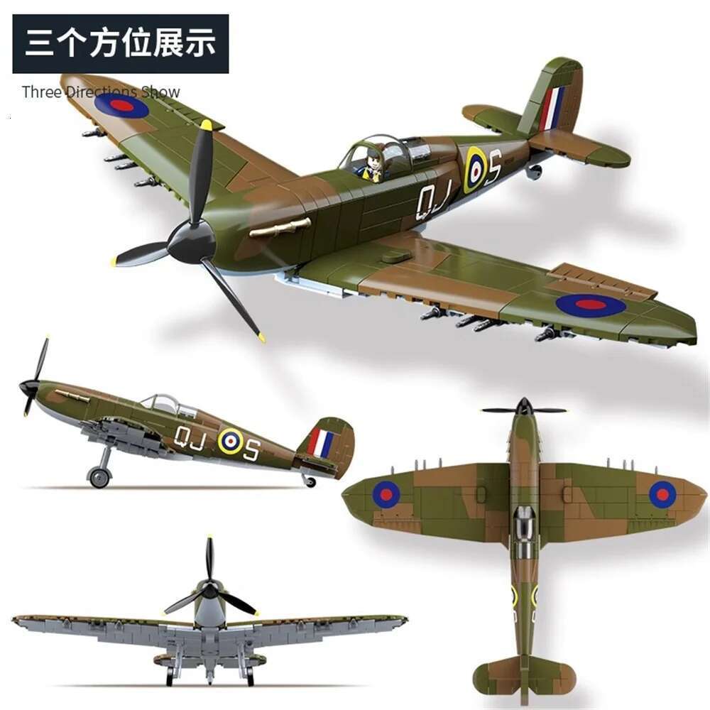 World War 2 WW2 Army Military Soldiers SWAT UK: Spitfire Fighter F . la type Model Building Blocks Bricks Children's Toys Gift