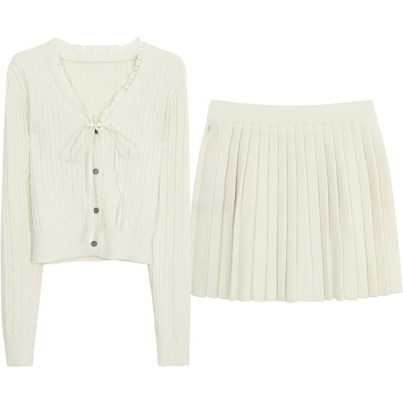 F1320 suit women's spring new full set wear high-grade knitted college style casual two-piece suit