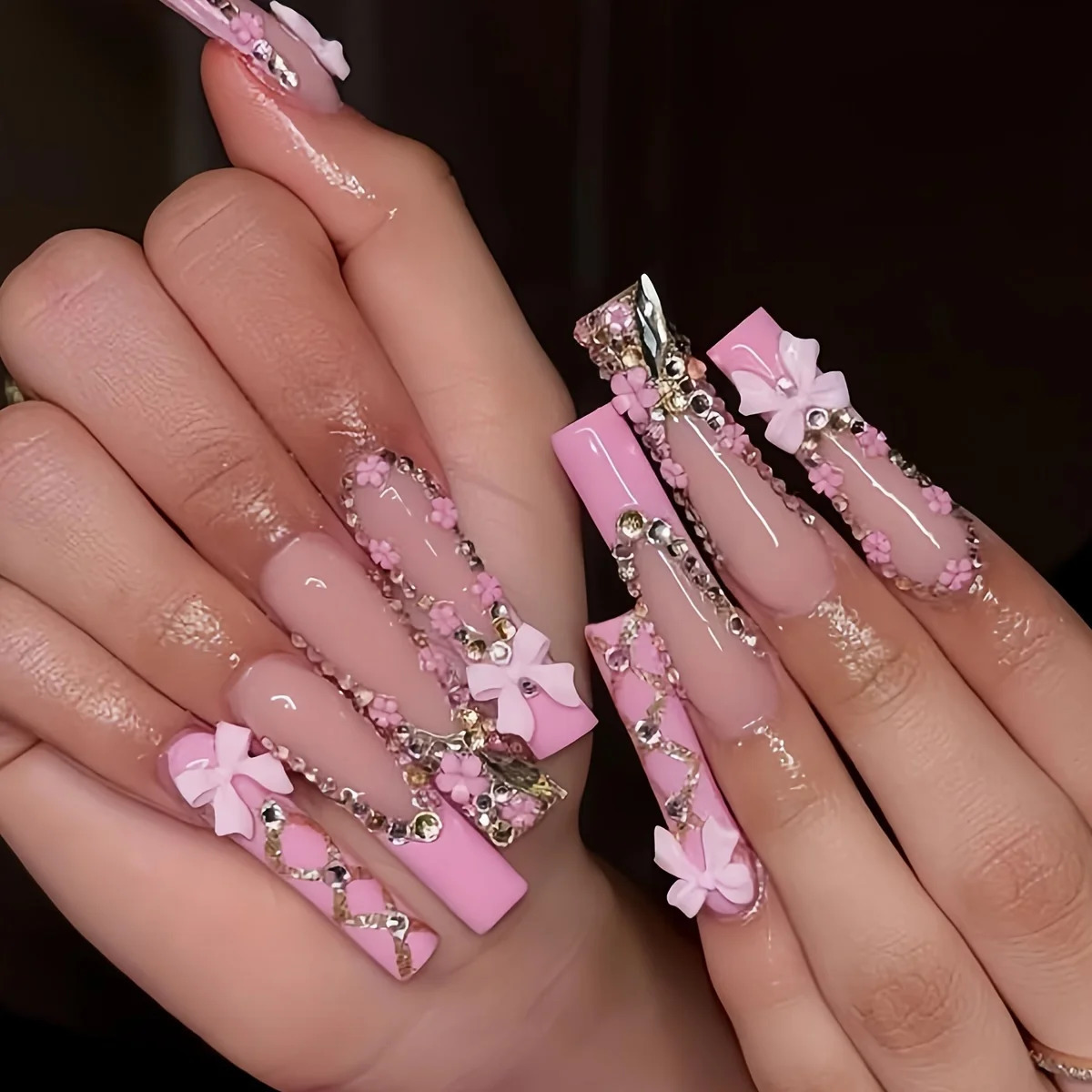 3D Nail Art Decoration Kit with Resin Bows Flat Back Pearls and Assorted Shapes Unscented DIY Craft Embellishments 250217