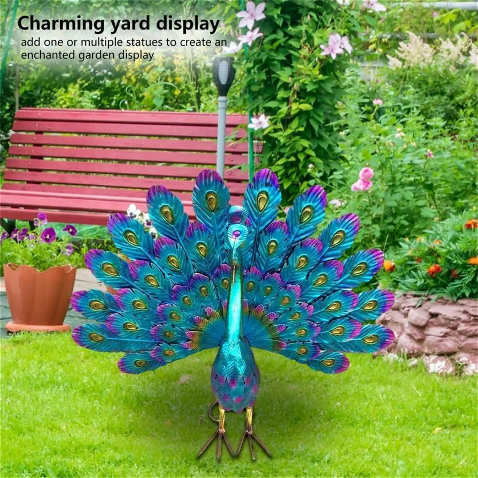Peacock Statue Sculpture Handmade Crafts Ornament Animal Figurine Standing Posture Collectible Peacock Figurine Garden Craft 250222