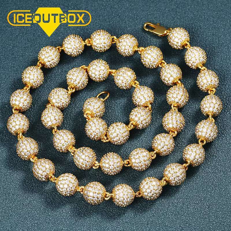 10mm Bead Necklace for Women Men Gift Hip Hop Jewelry Chains Sier Gold Plated,sier Plated 12MM Cuban k Chain
