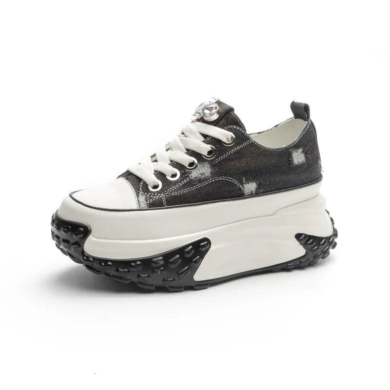 Fujin 6Cm Denim Genuine Leather Platform Wedge Chunky Sneaker Casual Comfy High Brand Rhie Spring Bg Autumn Shoes