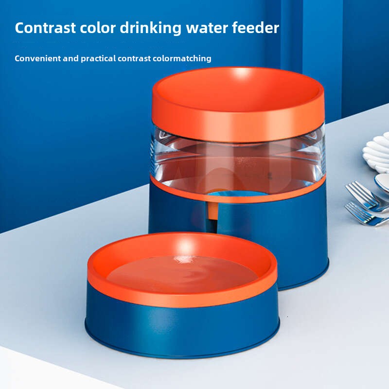 Dual Use Cat & Dog Bowl Colorful Auto Feeder with Raised Neck Protection for Food and Water Supply