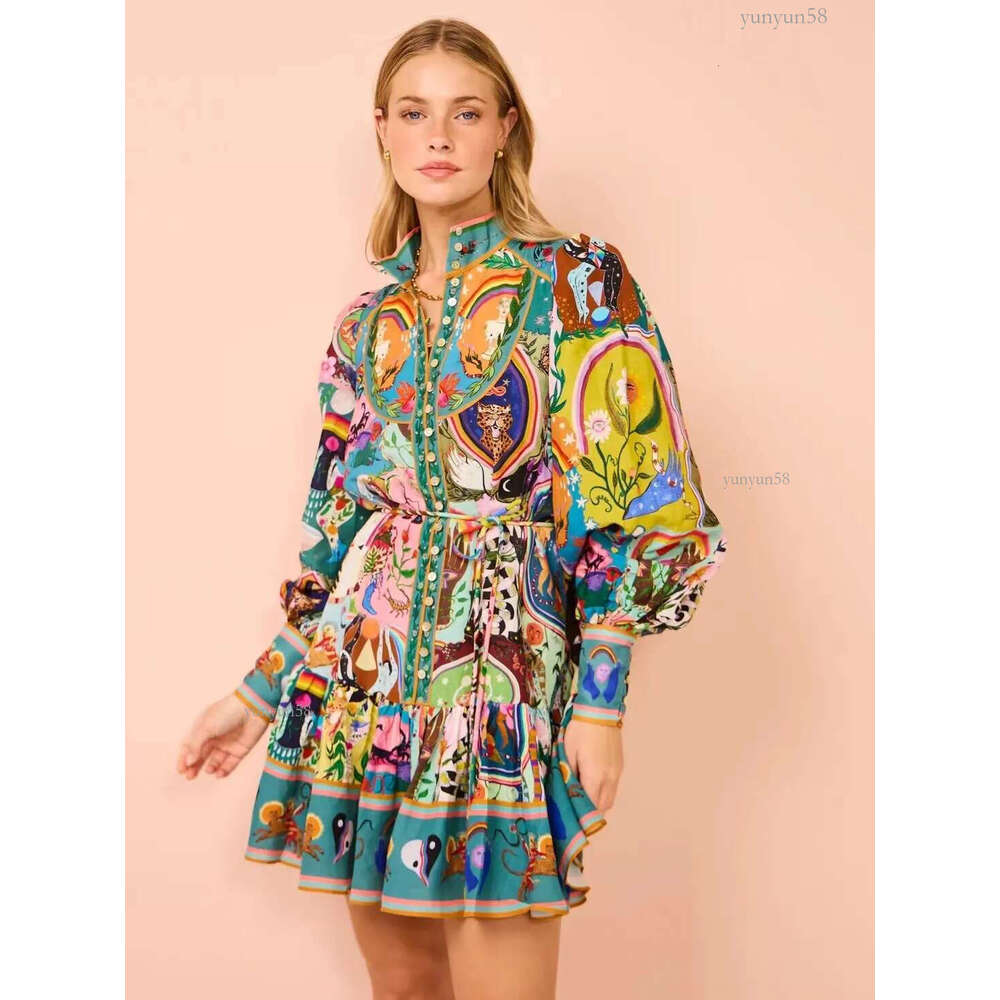 Casual dress fashion new Bohemian Dresses Sexy Suspender Graffiti Cotton Runway Floral Vacation Long Robes partydress summer sleeveless size s-2xl