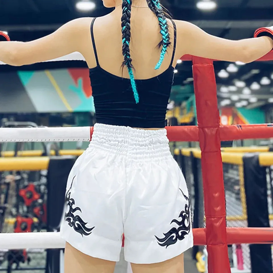 Unisex Boxing Shorts MMA Muay Thai Training Trunks Fitness Shorts For Adult Patchwork Embroidery Boxing Grappling Shorts