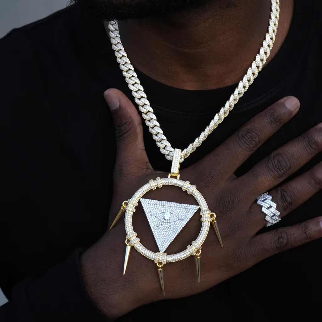 Elegant Millennium Ring Shape Hip Hop Certified Gold Pendant Real Dia Necklace With Cuban Chain for Your Gentlemen