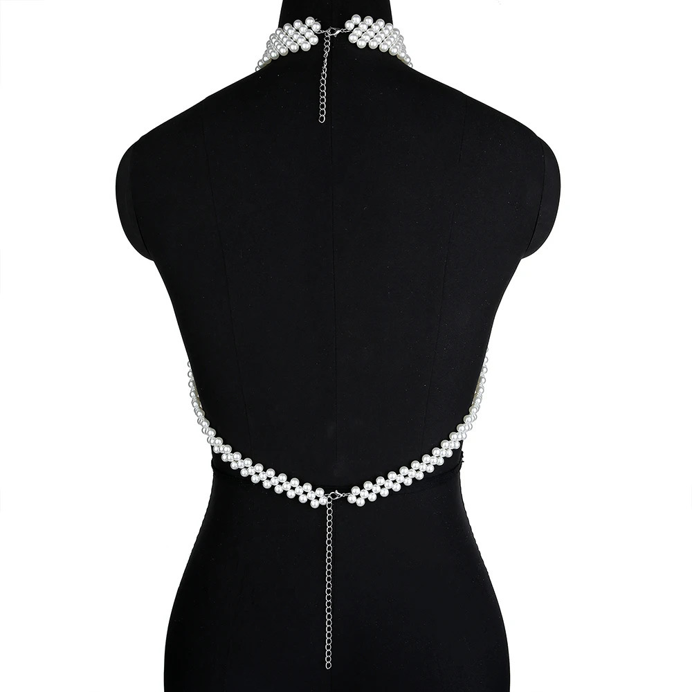 Sexy Women Pearl Shawl Necklaces Collar Shoulder Long Chain Pendants Necklaces Sweater Chain Wedding Dress Jewelry Accessories 250217