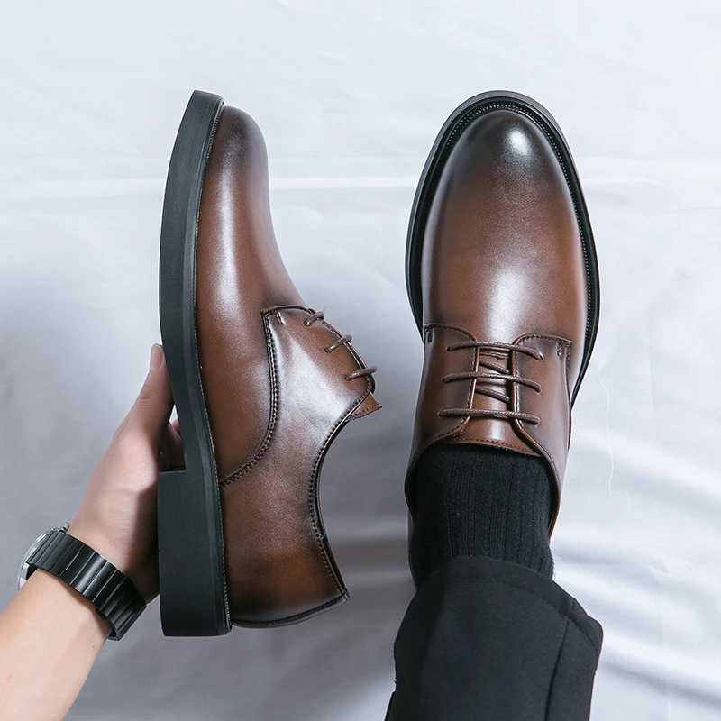 Classic Italy Pointed Toe Leather Oxfords Business Formal Off Boos Dress Men Black Wedding Shoes Y250222