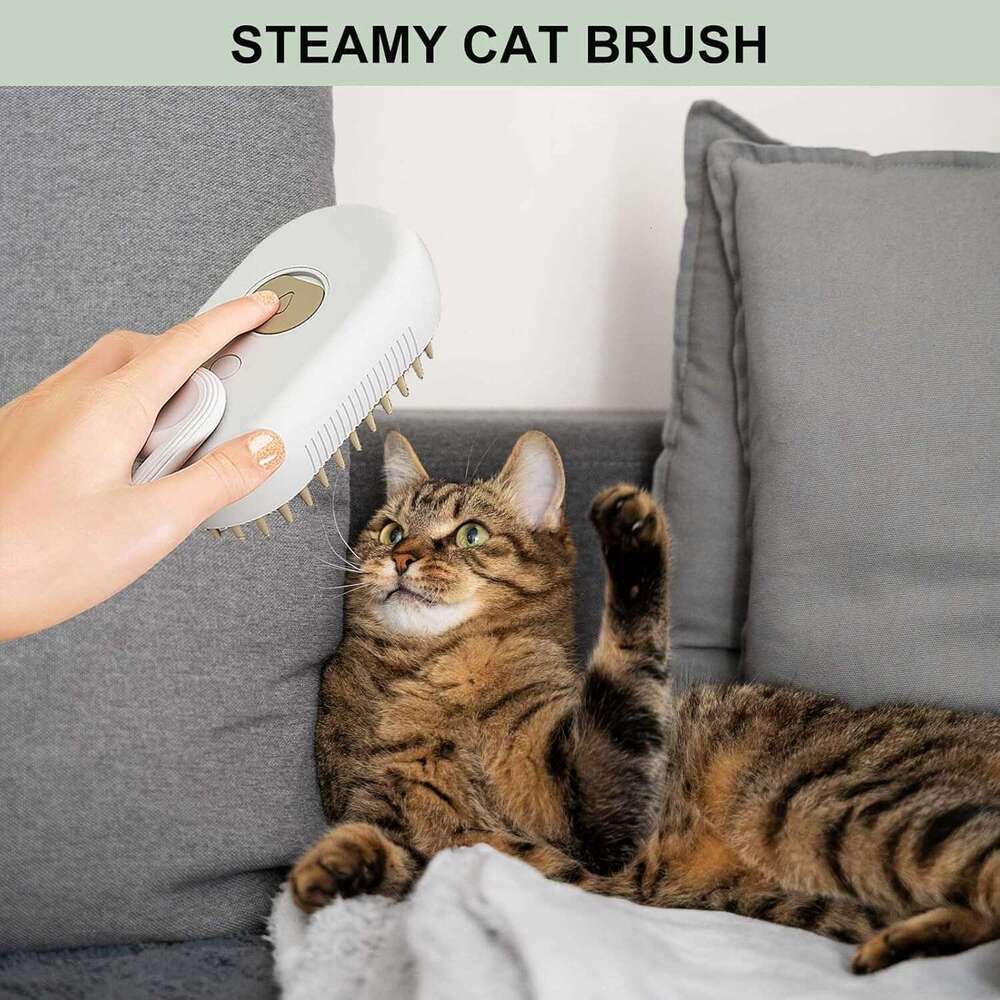 Combs Dog DHpet Brushes 3-in-1 Pet Steam Groomer Comb for Cats Dogs Light Coffee - Colored Steam - Powered Cat Steam Brush for Effective Pet Hair Mana