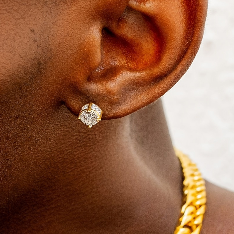 Mens Hip Hop 14 Moissanite Dia Earrings Designer sterg sier Jewelry Ear Stud Womens Fashion Gold Round Zircon Earring For Men Women HIPHOP