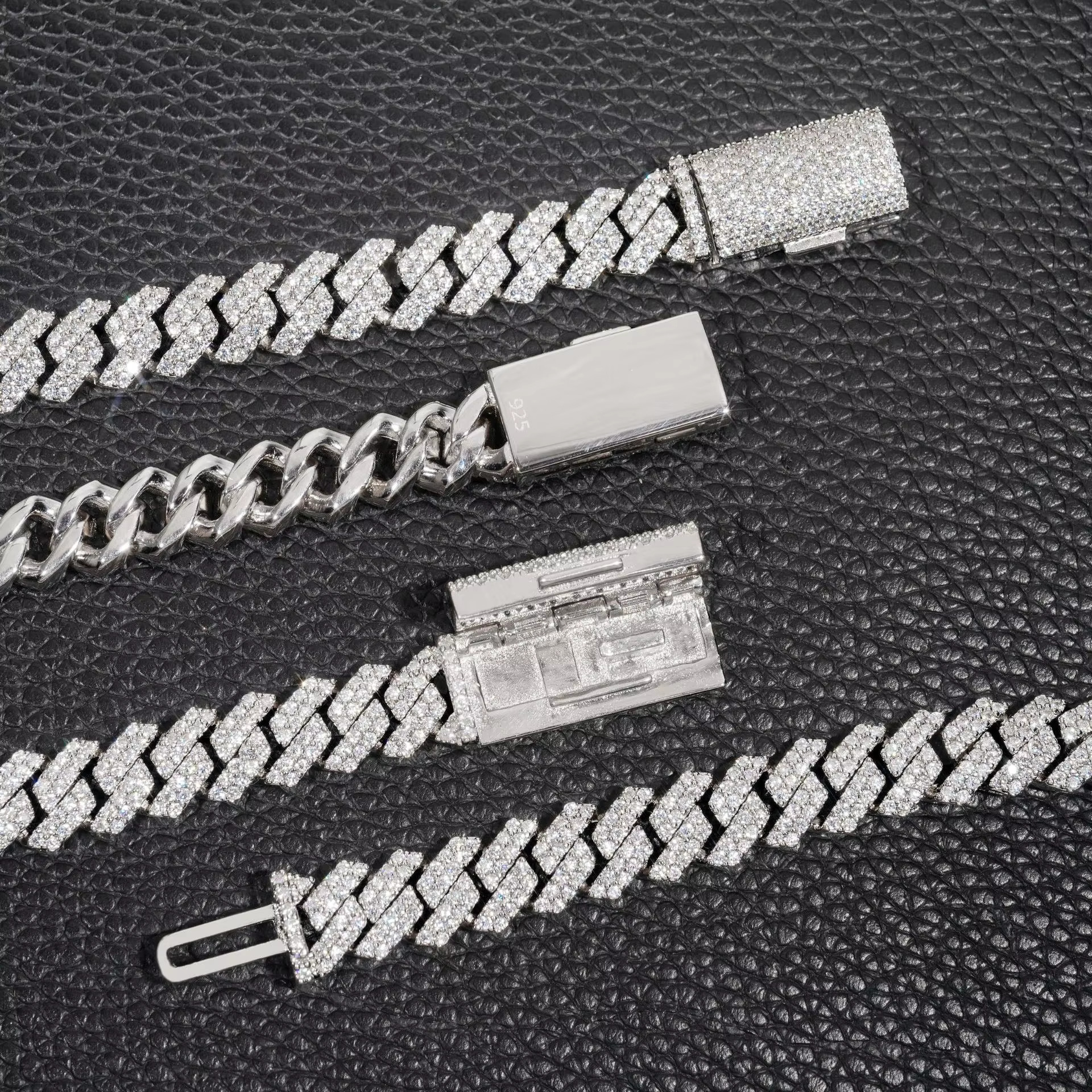 Lanphear 10mm Mossanite Fashion Hip Hop Jewelry Custom Sier Iced Out Moissanite Cuban k Chain Bracelet for Men Women