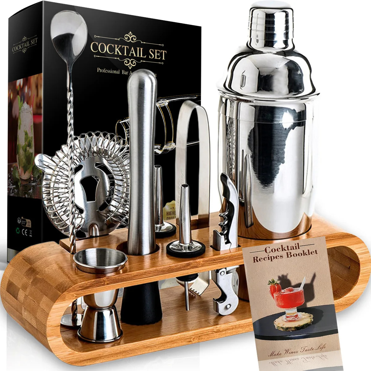Mixology Bartender Kit 10Piece Bar Tool Set With Stylish Bamboo Stand Perfect Home Bartending Martini Cocktail Shaker 250218